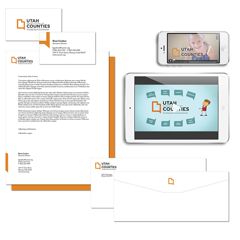 Letterhead, business cards, web videos, and marketing materials.
